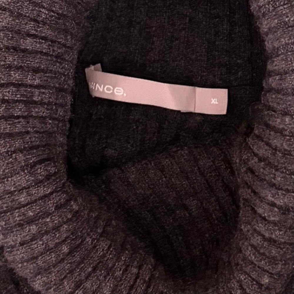 Men's‎ VINCE Cashmere Striped Turtleneck Sweater Gray Ribbed Knitwear X-Large - Picture 10 of 13